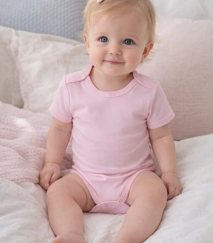 Büyük Beden Çocuk Body Zıbın 5li Set 2-12 Yaş %100 Pamuk Alttan Çıtçıtlı Kısa Kol Pembe