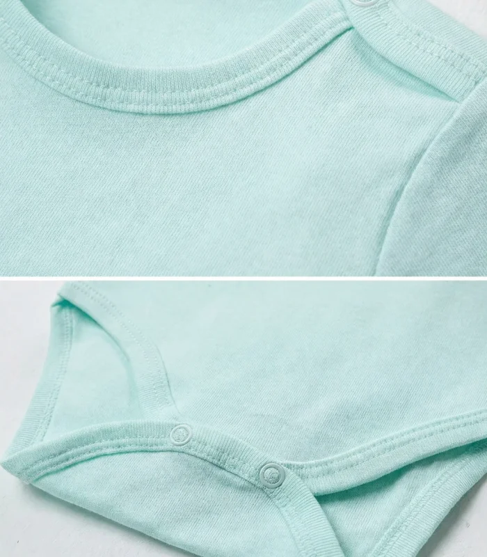 Çocuk Body Zıbın 5li Set Büyük Beden %100 Pamuk Alttan Çıtçıtlı Kısa Kol 2-12 Yaş Bebek Body Yeşil