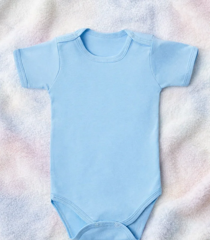 Çocuk Body Zıbın 5li Set Büyük Beden %100 Pamuk Alttan Çıtçıtlı Kısa Kol 2-12 Yaş Bebek Body Mavi