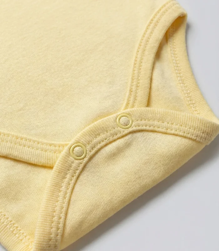 Çocuk Body Zıbın 5li Set Büyük Beden %100 Pamuk Alttan Çıtçıtlı Kısa Kol 2-12 Yaş Bebek Body Sarı