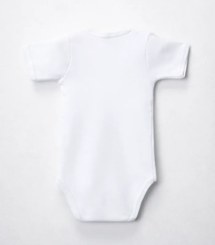 Çocuk Body Zıbın 5li Set Büyük Beden %100 Pamuk Alttan Çıtçıtlı Kısa Kol 2-12 Yaş Bebek Body Beyaz