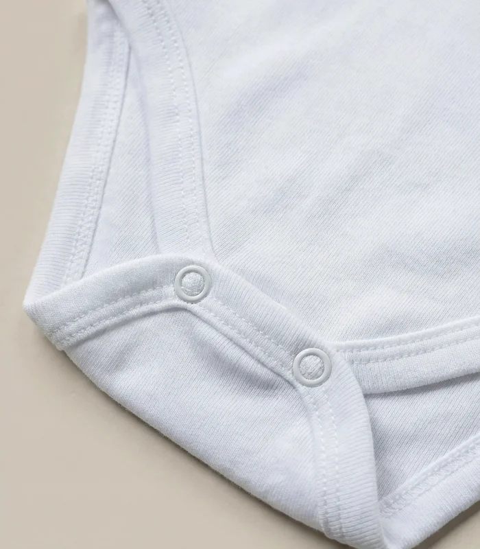 Çocuk Body Zıbın 5li Set Büyük Beden %100 Pamuk Alttan Çıtçıtlı Kısa Kol 2-12 Yaş Bebek Body Beyaz