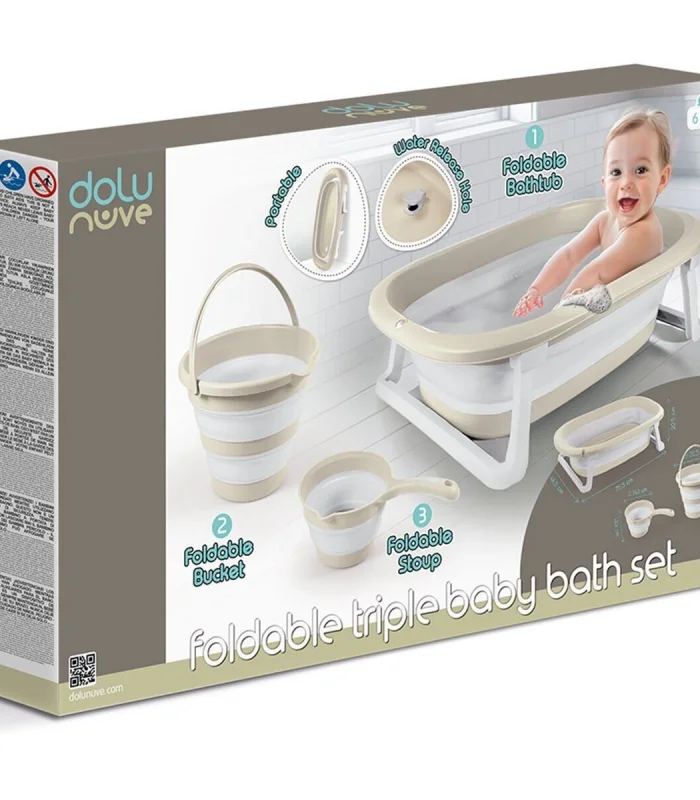 7271 Katlanabilir Banyo Seti 3lü Bej