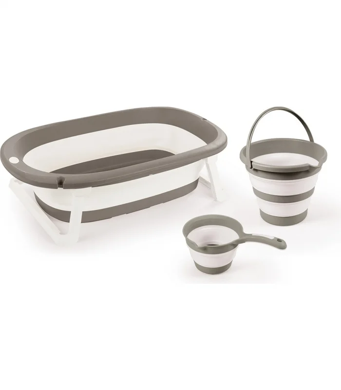 7273 KATLANABİLİR ÜÇLÜ BEBEK BANYO SETİ STONE GRİ