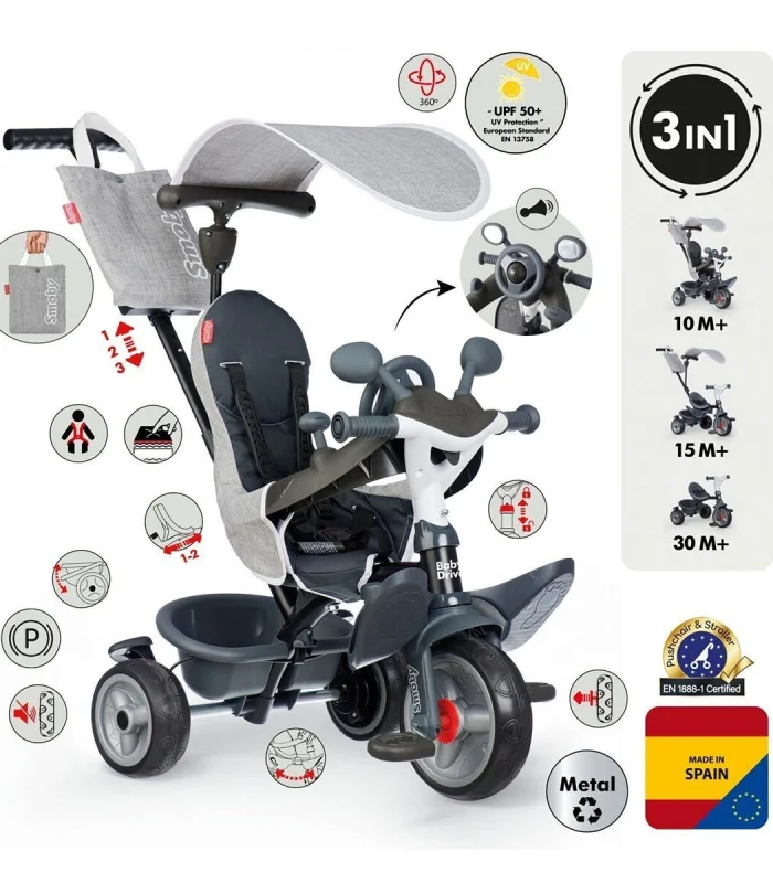 7600741503 Baby Driver Tricycle Grey