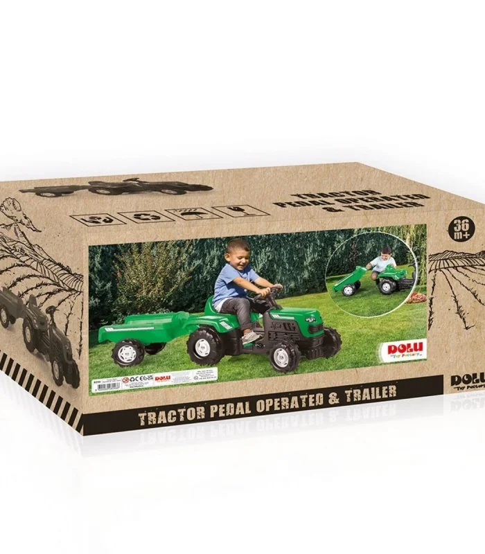 8246 Römorklu Pedallı Traktör Yeşil -Dolu