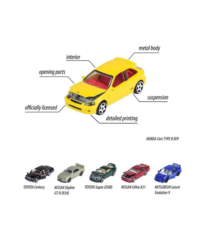 8502100000 JDM Legends Premium Cars, 6-asst.freewheel, die-cast, 1 opening pa(Belirtilen fiyat, tekli satış için adet fiyatıdır.)