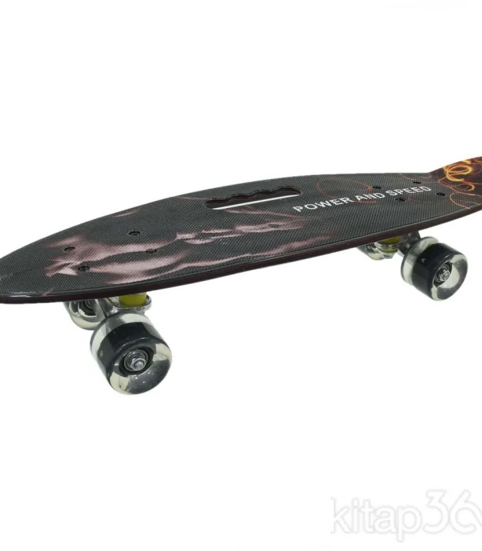 885 Desenli Orta Boy Işıklı Kaykay 60 cm