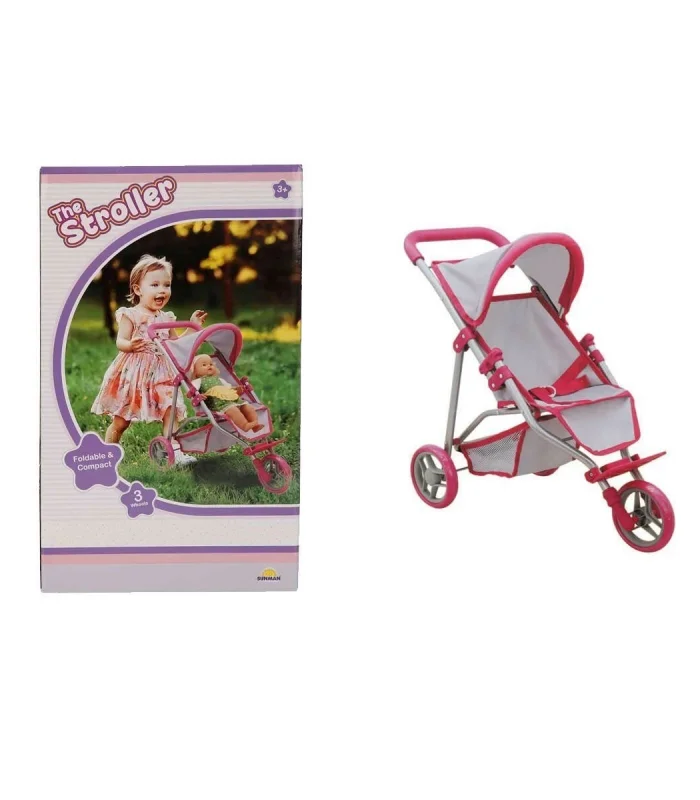 9614  3 Tekerlekli Pembe Gri Puset -Sunman