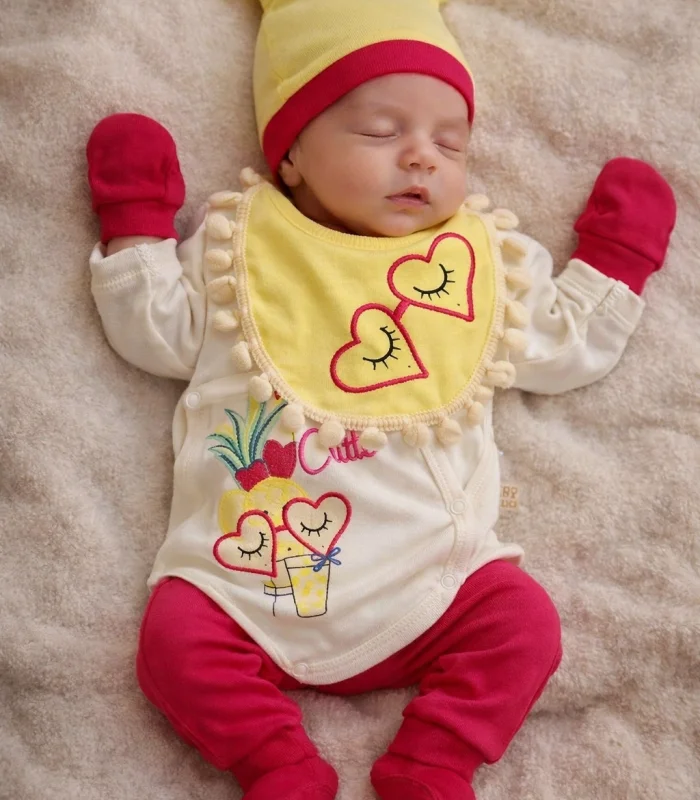 Ananaslı Kalpli 5 Parça Hastane Çıkış Seti