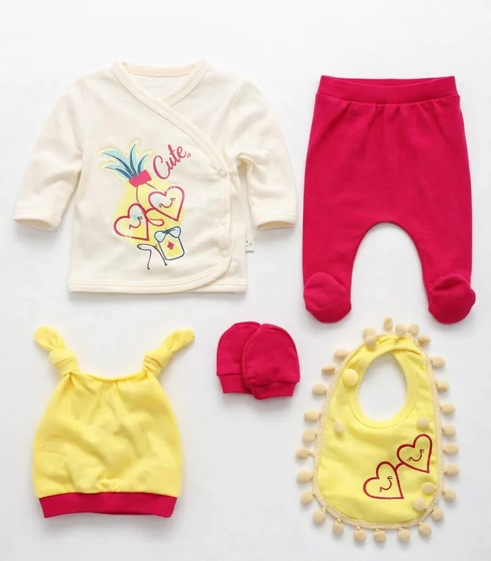 Ananaslı Kalpli 5 Parça Hastane Çıkış Seti