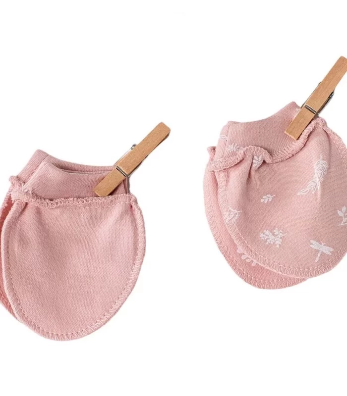 Andywawa AC23070 Floral 100% Organic Cotton Prematüre Eldiven Pink