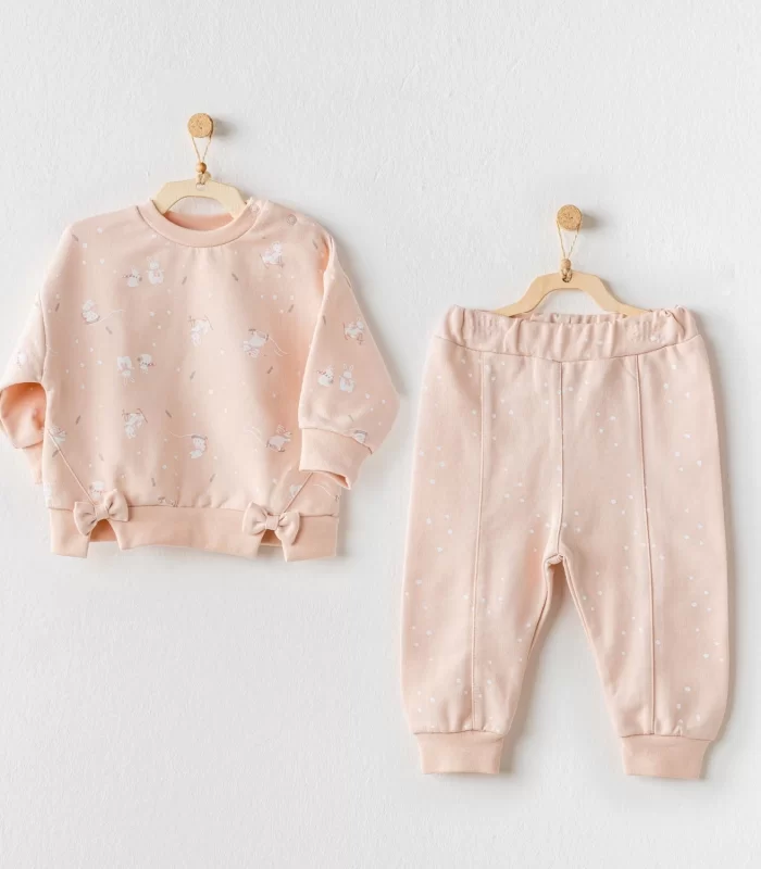 Andywawa Ac24118 Cute Bunnies Be Sking 2li Bebe Takım Pink