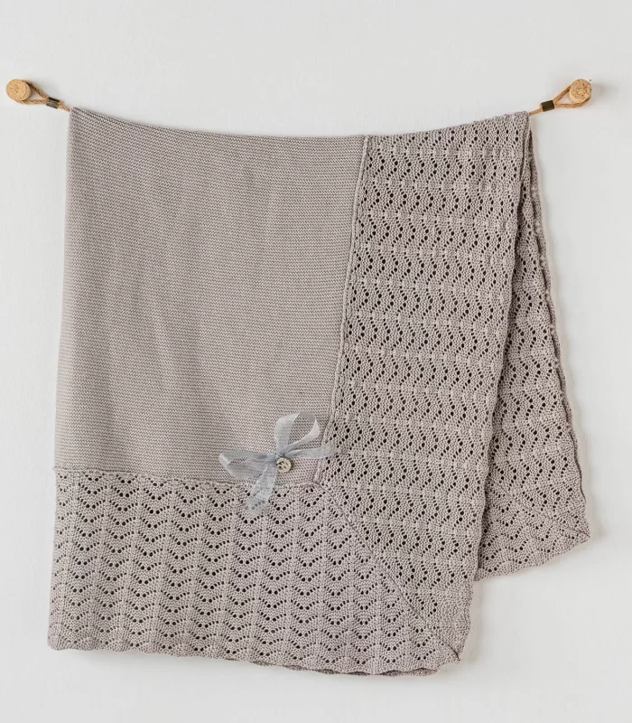 Andywawa AC24329 Triko Bebe Battaniye 100x90 Grey