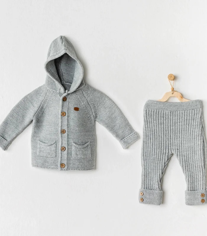 Andywawa Ac24335 Knitwear 2li Triko Takım Grey Melange