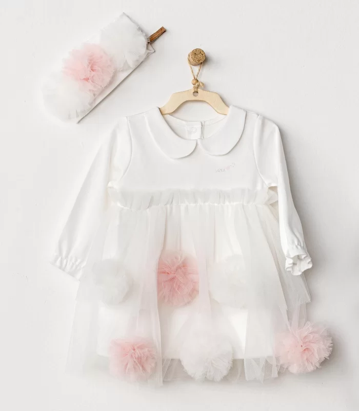 Andywawa AC24500 Dress Band Petit Love Elbise Takım Ekru