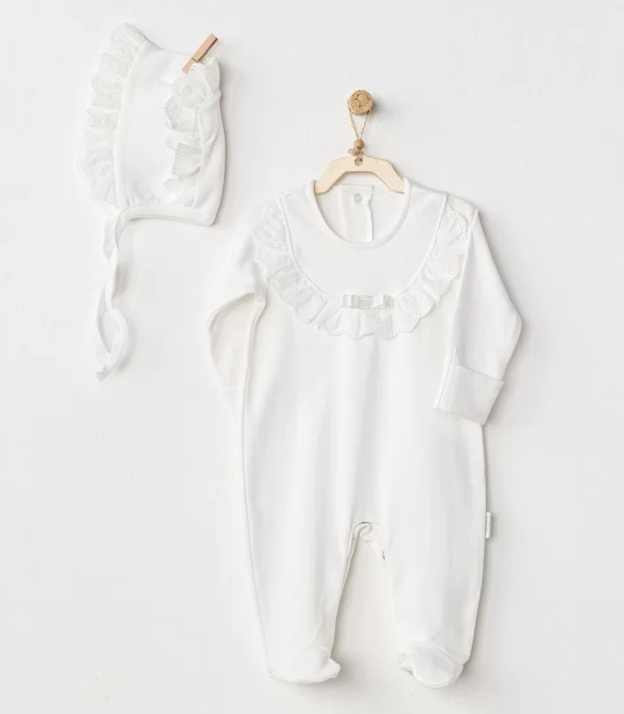 Andywawa AC24504 Petit Love Bebek Tulum Takım Ekru