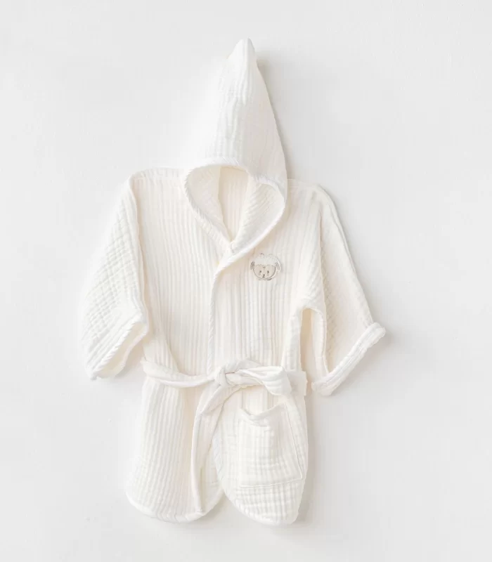 Andywawa AC24616 Bathrobe Gıft Bebek Bornoz White