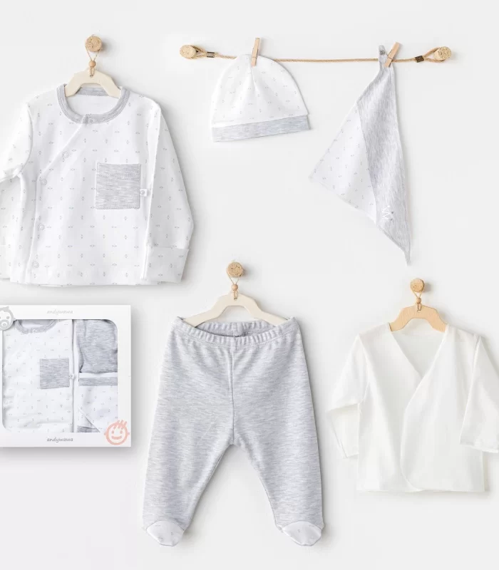 Andywawa AC24720 Newborn Wawa Boys 5Li Hastane Çıkış Seti White