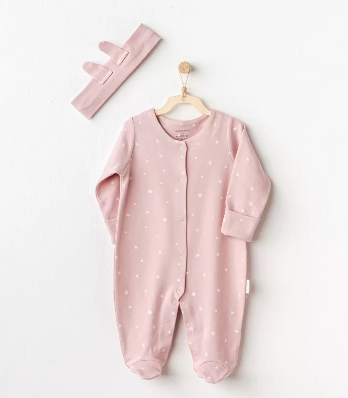 Andywawa Ac25044 Puppy Gazelle Bebe Tulum Takım Ekru Pembe