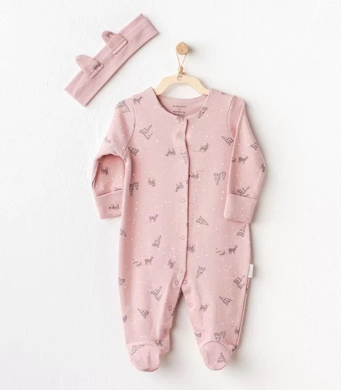 Andywawa AC25044 Puppy Gazelle Bebe Tulum Takım Pink