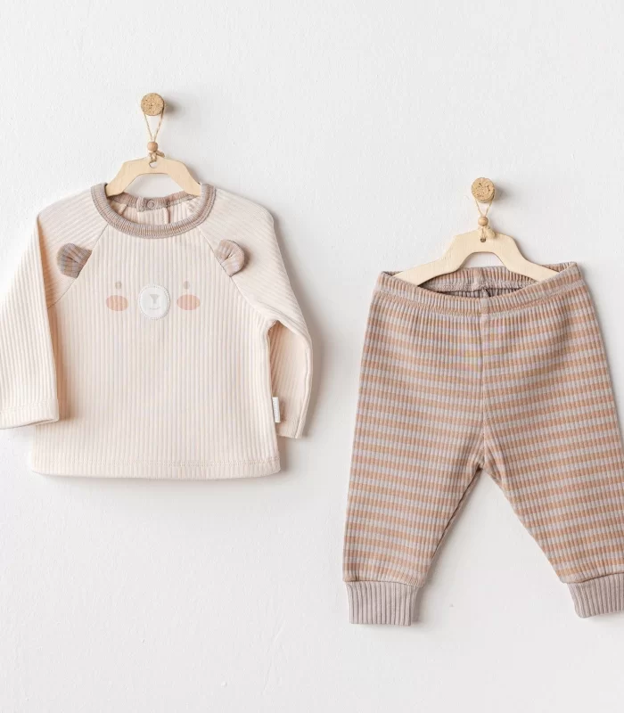 Andywawa AC25187 Bear Time 2Li Bebe Takım Light Beige