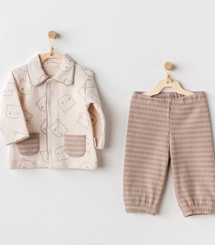 Andywawa AC25188 Bear Time 2Li Bebe Takım Light Beige