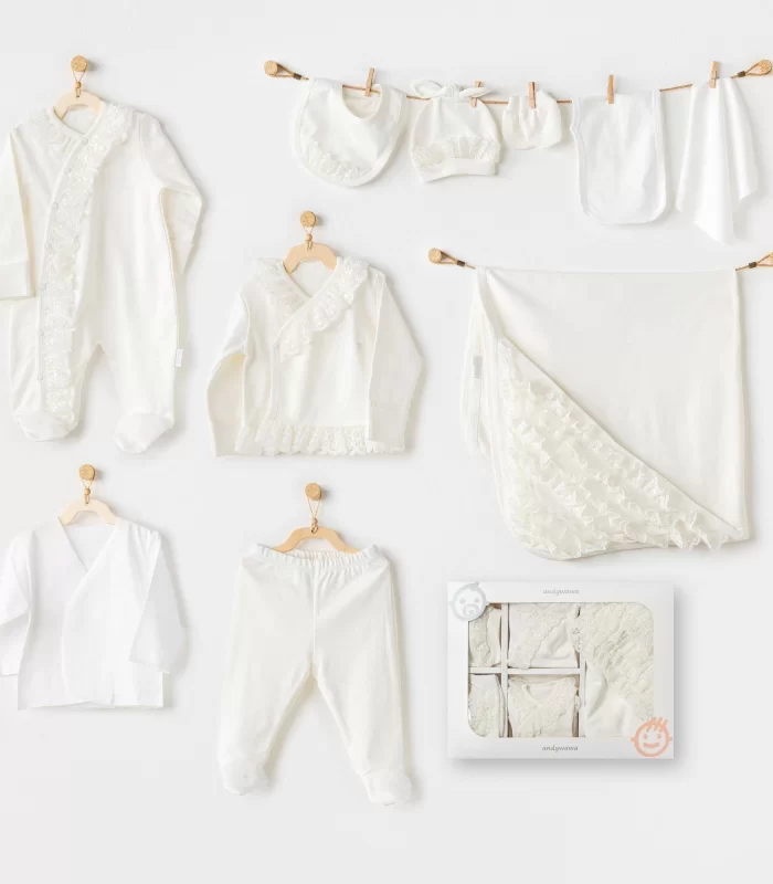 Andywawa AC25311 Newborn Chic Girl 10Lu Hastane Çıkışı Ekru