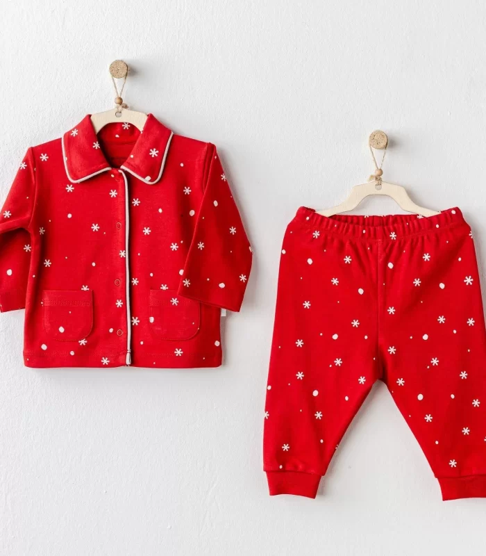 Andywawa AC25329 Happy Newyear Bebek Pijama Takım Red