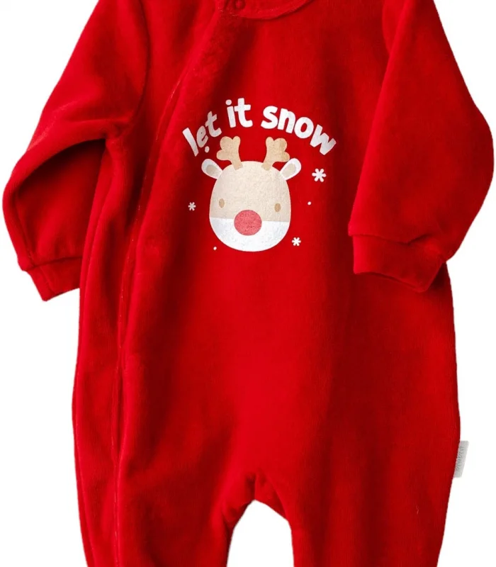 Andywawa AC25332 Happy Newyear Kadife Bebek Tulum Red