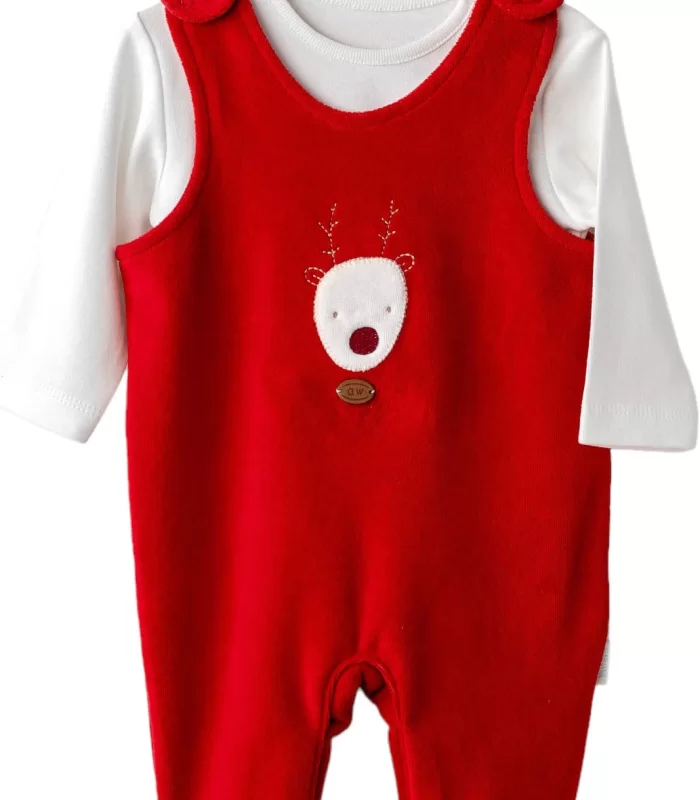 Andywawa AC25339 Happy Newyear Kadife Bebek Tulum Takım Red