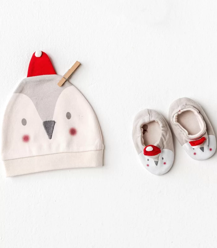 Andywawa AC25348 Penguin Bebek Şapka Takım Ekru