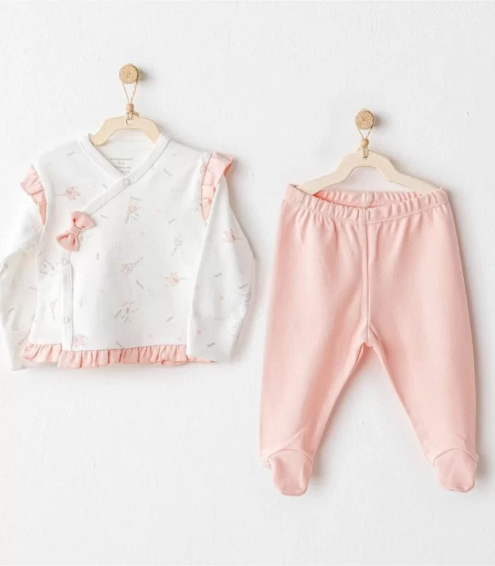 Andywawa Ac25508 Sıde Snap Set Love Family 2li Zıbın Set Salmon