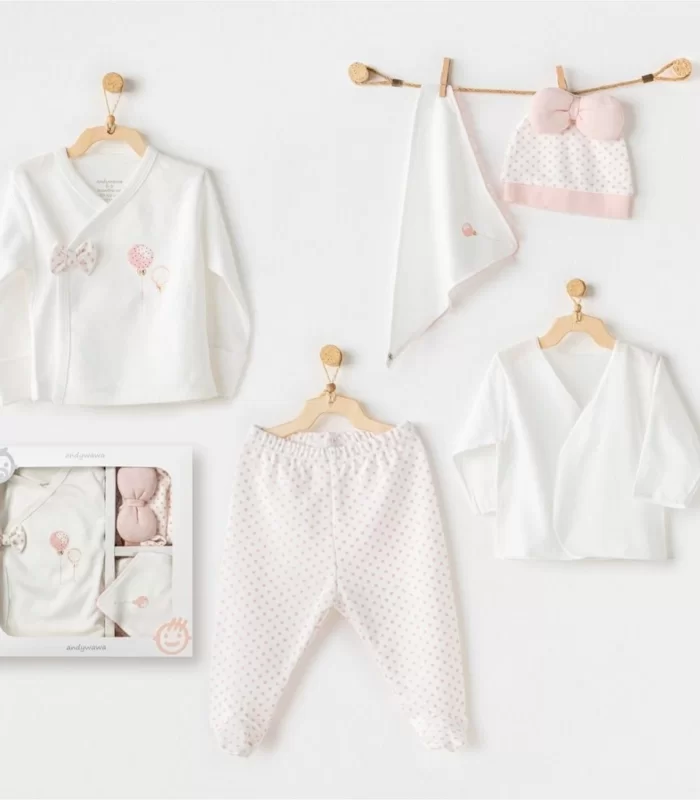 Andywawa Ac25550 Newborn Set Pınk Baloons 5li Hastane Çıkışı Ekru