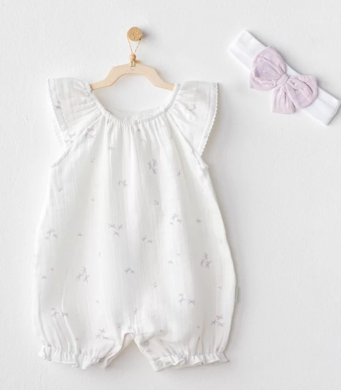 Andywawa Ac25573 Magical Butterfly Müslin Bebek Tulum Takım White