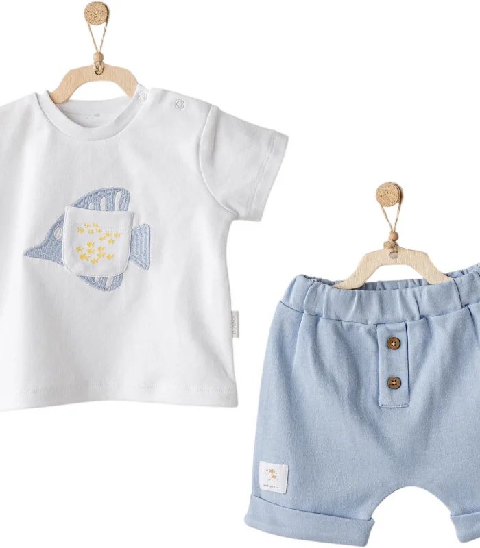 Andywawa Ac25608 Ocean İs My Happy Place 2li Bebe Takım Blue