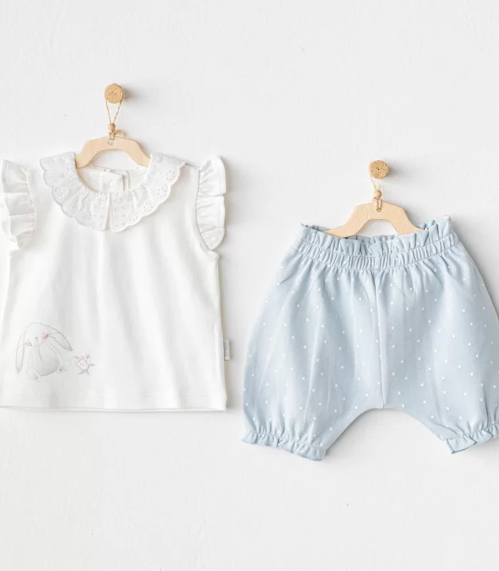 Andywawa Ac25630 Cuddly Bunny Bear 2li Bebe Takım Blue