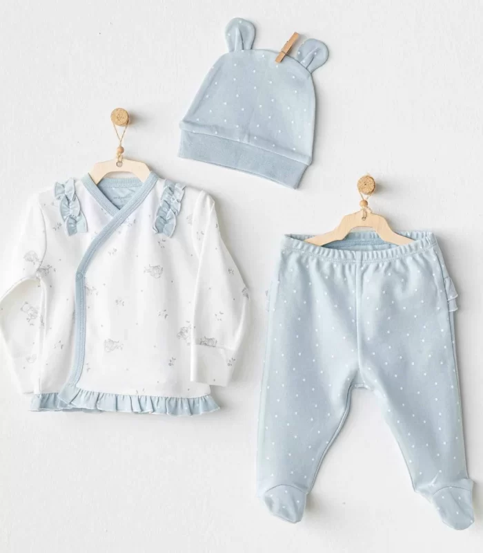 Andywawa Ac25646 Cuddly Bunny Bear 3lü Zıbın Set Blue