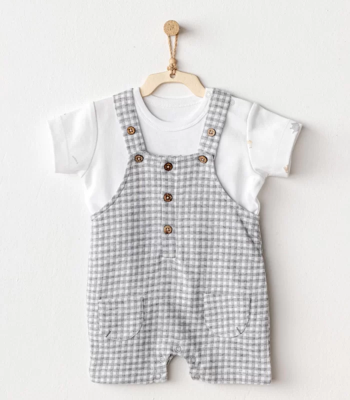 Andywawa Ac25804 Jumpsuit Set Little King Salopet Takım Grey
