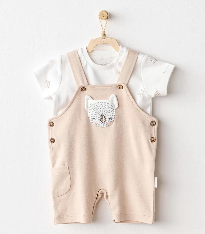 Andywawa Ac25845 Happy Animals Bebek Salopet Takım Beige