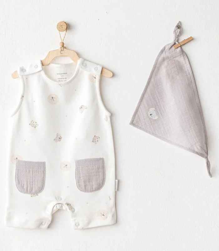 Andywawa Ac25846 Happy Animals Bebek Tulum Takım Ekru