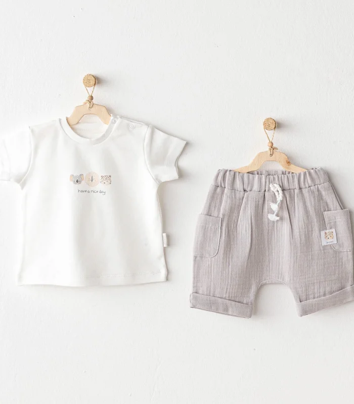 Andywawa Ac25847 Happy Animals 2li Bebek Takım Grey