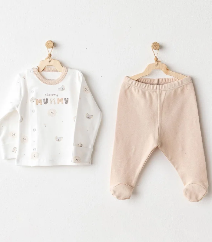 Andywawa Ac25849 Happy Animals 2li Zıbın Set Beige