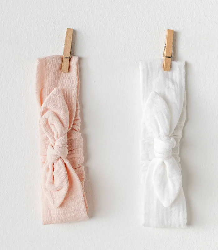 Andywawa Ac25868 Müslin Home 2li Saç Bandı Pink White