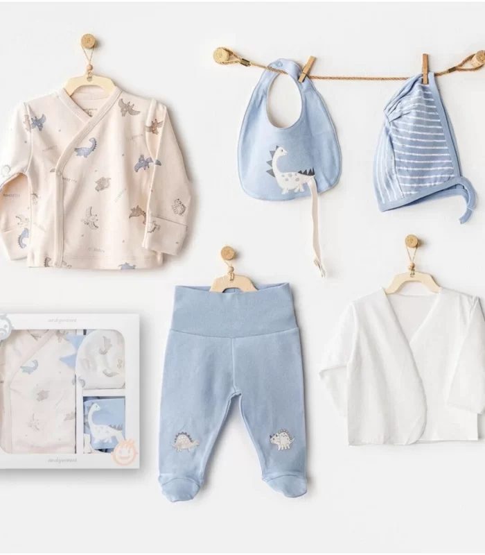 Andywawa Ac25910 Newborn Set Dino 5li Hastane Çıkışı Beige