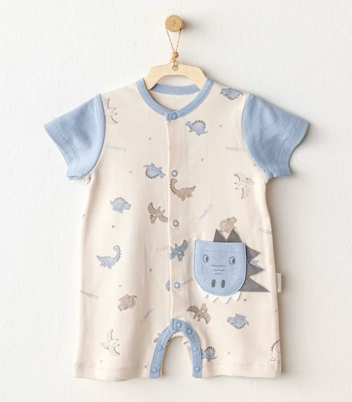 Andywawa Ac25917 Romper Dino Bebek Tulum Beige