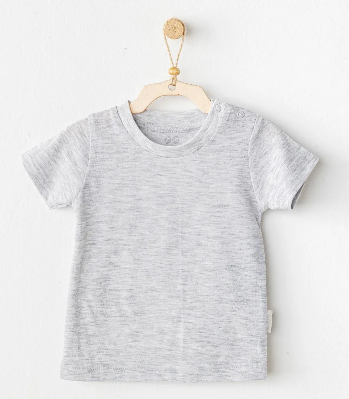 Andywawa Ac25971 Casual Bebek Tişört Grey Melange