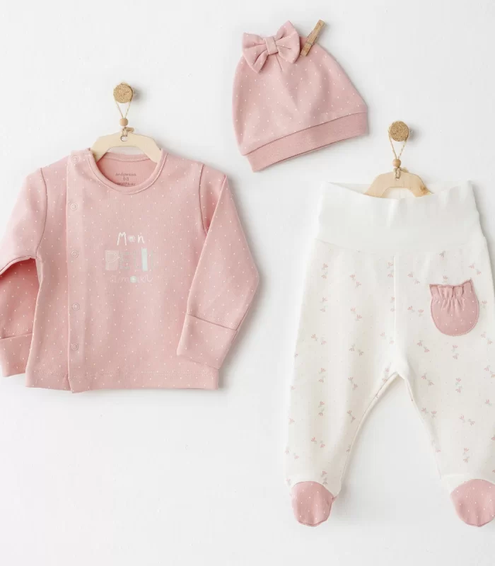 Andywawa Ac26086 Mon Petit Amour 3lü Zıbın Takım Pink