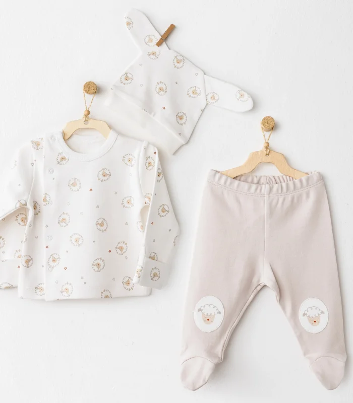 Andywawa Ac26158 Tinyy Sheeps 3lü Takım Ekru