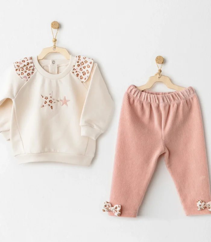 Andywawa Ac26236 Little Leopard 2li Takım Ecru Pink